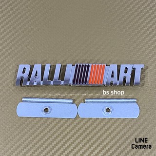 โลโก้* RALLI-ART ติดกระจังหน้า งานโลหะ ขนาด^2.4 x 13 cm ราคาต่อชุด