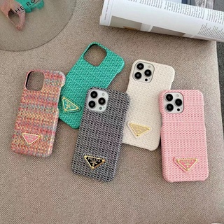 เคส iphone 13 ขายส่ง เคสโทรศัพท์มือถือ ลายโลโก้สามเหลี่ยม ผ้าทอ สําหรับ iphone 11 13 pro max 12 pro max