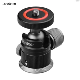 Andoer ขาตั้งกล้องอลูมิเนียมอัลลอยด์ หัวบอลพาโนรามา 360° หมุนได้ 180° เมาท์ขาตั้งกล้อง 1/4 แบบพลิกตั้งได้ สําหรับกล้อง DSLR Mirrorless