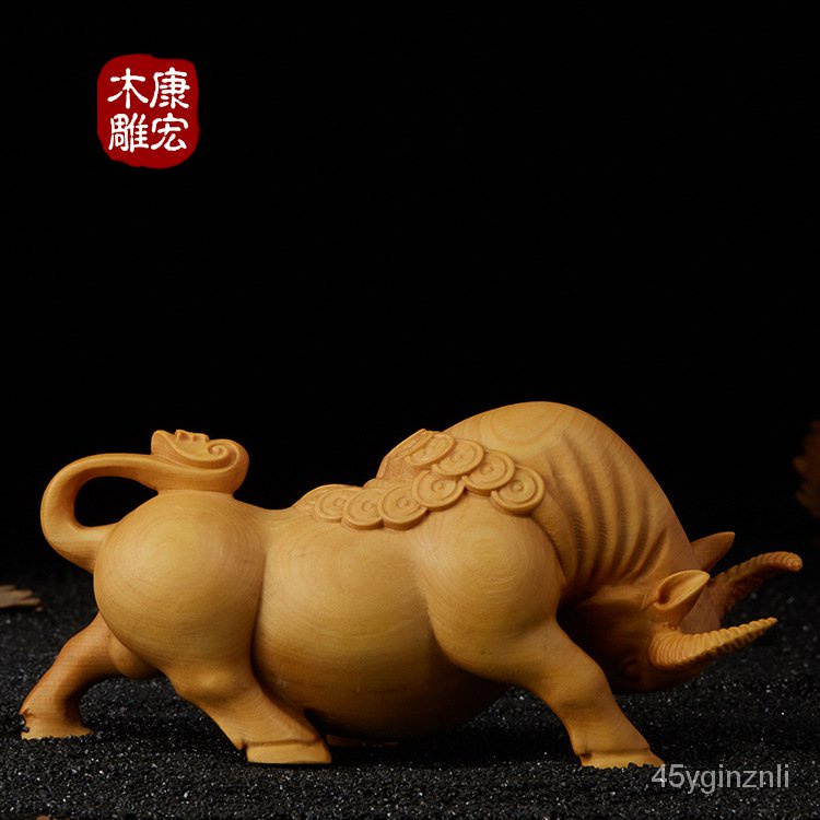 yueqing-boxwood-kanghong-ไม้แกะสลัก-wangniu-สัตว์ไม้งานฝีมือตกแต่งบ้านรถของขวัญ-4czj