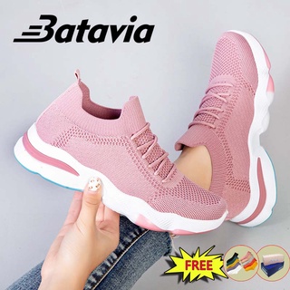 สินค้า Batavia  37-40 รองเท้ากีฬา รองเท้ากีฬาสตรี รองเท้าลำลอง ส้นเตี้ย ตาข่ายถัก กันกระแทก น้ำหนักเบา ใส่สบาย A112