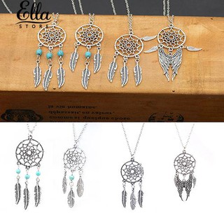 ของเทอร์ควอยส์ขนนกสีม่วง Dream Catcher จี้สร้อยคอสร้อยคอ