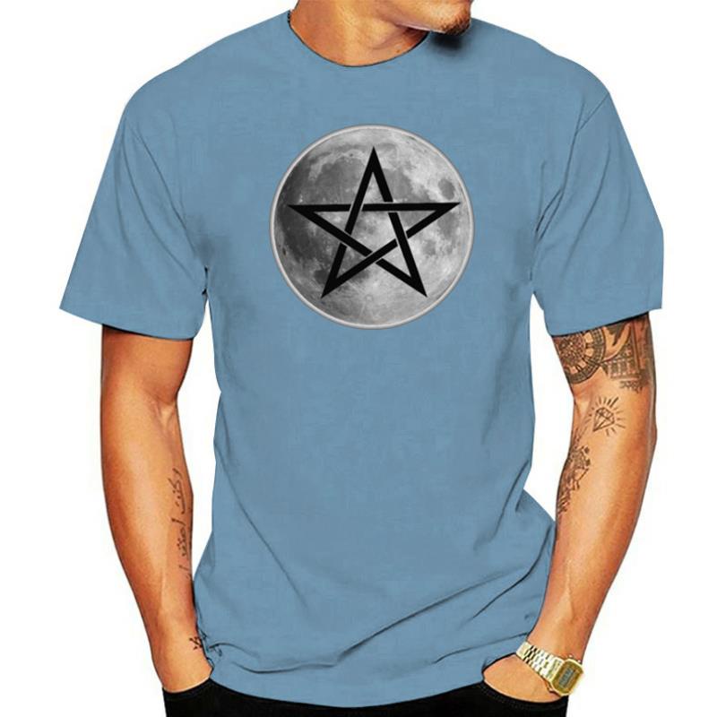 เสื้อยืดผ้าฝ้ายพิมพ์ลาย-เสื้อยืด-พิมพ์ลายสัญลักษณ์-wicca-pagan-full-moon-pentagram-หลากสีสัน