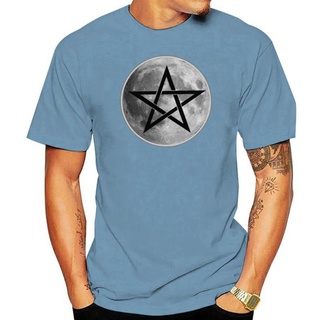 เสื้อยืดผ้าฝ้ายพิมพ์ลาย เสื้อยืด พิมพ์ลายสัญลักษณ์ Wicca Pagan Full Moon Pentagram หลากสีสัน