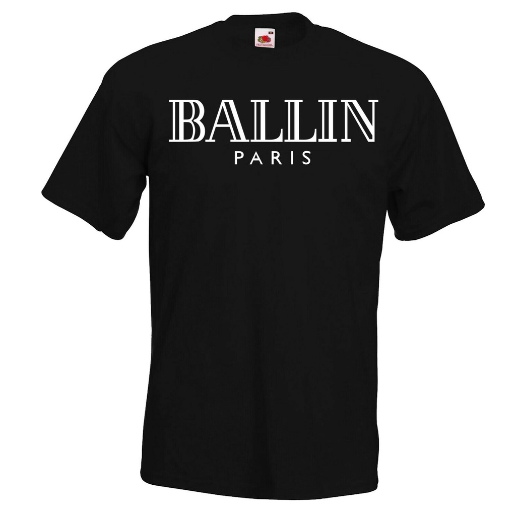 เสื้อยืดสีขาวgildan-เสื้อยืด-ผ้าฝ้าย-พิมพ์ลาย-ballin-paris-york-slogan-rap-แฟชั่นสําหรับเด็กs-4xl