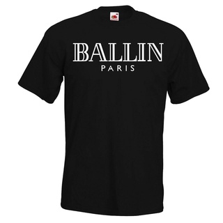 เสื้อยืดสีขาวGILDAN เสื้อยืด ผ้าฝ้าย พิมพ์ลาย Ballin Paris York Slogan Rap แฟชั่นสําหรับเด็กS-4XL