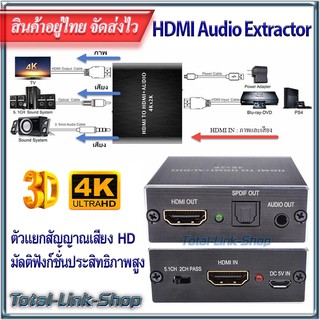 ⚡️แยกสัญญาณ HDMI⚡️ให้ภาพและเสียงออกจากกัน⚡️เพิ่มประสิทธิภาพเสียงสูงขึ้น รองรับระบบ 3D และ 4K HDMI to HDMI+Audio