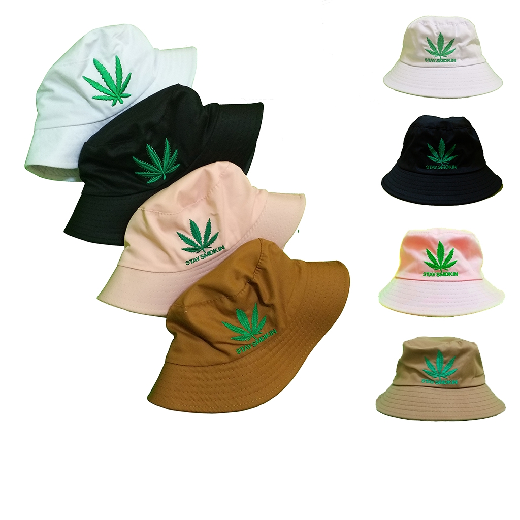 ราคาและรีวิวหมวกบักเก็ต สายเขียว ลายกัญชา หมวกปี​กรอบ​ แฟชั่น​เกาหลี Backet hat หมวกน่ารัก หมวกสวย,หมวก พร้อมส่ง
