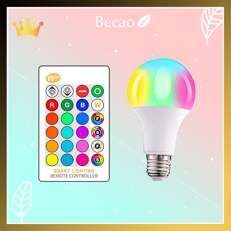 becao-หลอดไฟควบคุมระยะไกลที่เปลี่ยนสีได้นำหลอดไฟ-rgb-ที่มีสีสัน