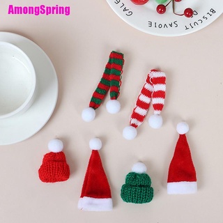 (Amongspring) ผ้าพันคอ หมวกคริสต์มาส ขนาดเล็ก สําหรับตุ๊กตา 2 ชิ้น