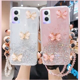 In Stock Casing เคส OPPO Reno7 Z 5G 4G Reno7 Pro Colorful Transparent Phone Case Starry Butterfly Soft Cover with Lanyard เคสโทรศัพท