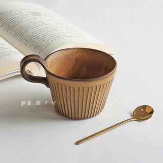 ins Wind stoneware เซรามิค hand-washed Japanese ear-hook แก้วกาแฟ retro ง่าย high-value อาหารเช้า cup