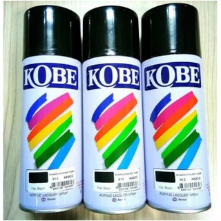 KOBE สีพ่นสเปรย์ สีเสปรย์ สีอะคริลิค ใช้งานได้หลากหลาย สีสวยสดทนนาน สีดำด้าน รหัส-912 (3กระป๋อง)ราคาส่ง