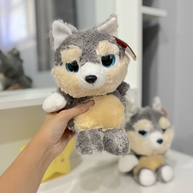 พร้อมส่ง-ตุ๊กตา-หมาไซบีเรียนฮัสกี้-ขนาด-7นิ้ว-ขนนุ่มลื่น-husky-dog-doll