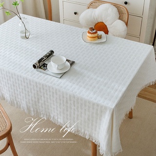  ญี่ปุ่นขาว ผ้าปูโต๊ะ ลม INS ผ้าฝ้ายและผ้าลินิน สี่เหลี่ยมผืนผ้า ผ้าปูโต๊ะ ผ้าปูโต๊ะกลมฝรั่งเศส