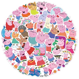 สติกเกอร์ PVC ลายการ์ตูน Peppa Pig น่ารัก กันน้ํา 50 ชิ้น (C)