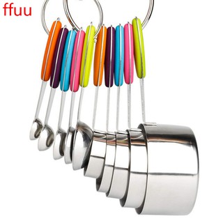 10pcs Measuring Cups and Spoons Set Stainless Steel Liquid and Dry Ingredient Stackable Measuring Tools