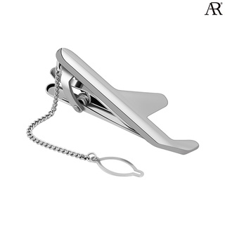 ANGELINO RUFOLO Tie Clip ดีไซน์ Airplane Model เข็มหนีบเนคไทโรเดียมคุณภาพเยี่ยม ตัวเรือนสีเงิน