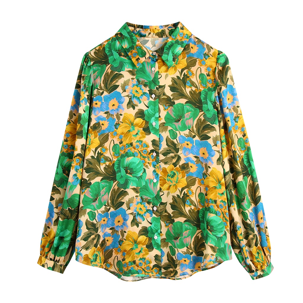 เสื้อเชิ้ตแขนยาว-คอปก-พิมพ์ลายดอกไม้-เข้ากับทุกการแต่งกาย-แฟชั่นฤดูใบไม้ผลิ-สําหรับผู้หญิง