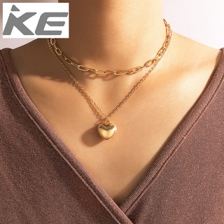 Heavy Metal Jewelry Alloy Love Double Necklace Geometric Chain MultiClavicle Chain for girls