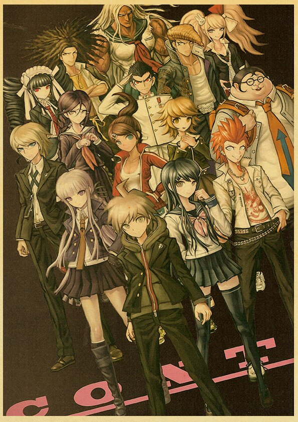 danganronpa-โปสเตอร์ลายการ์ตูนญี่ปุ่น