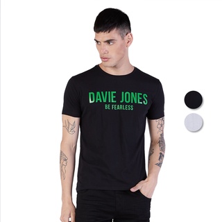 เสื้อยืดใหม่ 2022DAVIE JONES เสื้อยืดพิมพ์ลายโลโก้ สีเทา สีดำ Logo Print T-Shirt in grey black LG0005TB LG0005BKL XL  XX