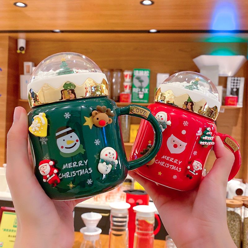 creative-micro-landscape-ถ้วยเซรามิคคริสต์มาสสร้างสรรค์พร้อมฝาปิดถ้วยของขวัญ-niche-high-end-ถ้วยคู่-mug