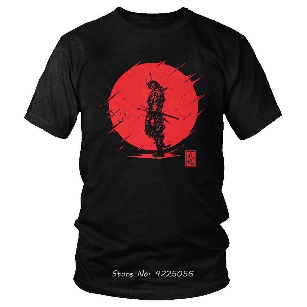 เสื้อยืดผ้าฝ้ายพิมพ์ลายขายดี-เสื้อยืดแขนสั้น-ผ้าฝ้าย-พิมพ์ลาย-samurai-spirit-สีแดง-สไตล์ญี่ปุ่น-คลาสสิก-สําหรับผู้ชาย