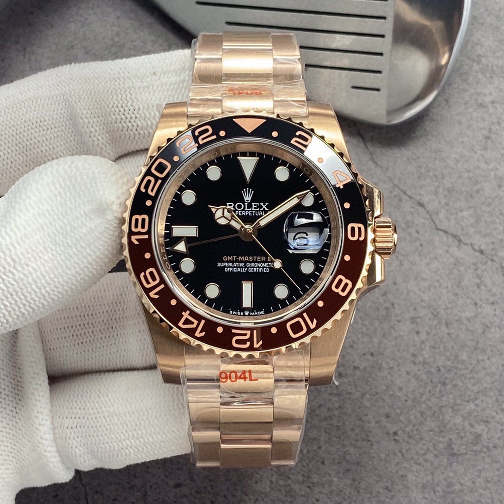 rolex-gmt-master-ii-ประเภทกรีนนิชหน้าปัดสีดำนาฬิกาแฟชั่นผู้ชาย