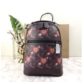 COACH Barrow Backpack With Horse And Carriage Print And Hearts Oxblood