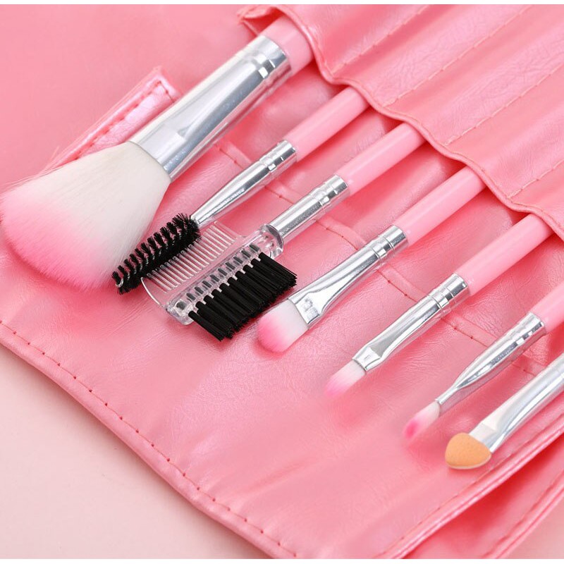 make-up-brush-เซ็ตแปรงแต่งหน้า-7-ชิ้นพร้อมกระเป๋า-สีชมพู