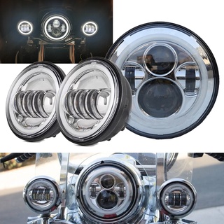 For Harley Motorcycle Electra Glide Softail Fat Boy Touring 7 Inch Motor light For Harley LED Headlight with 4.5 Inch Fo