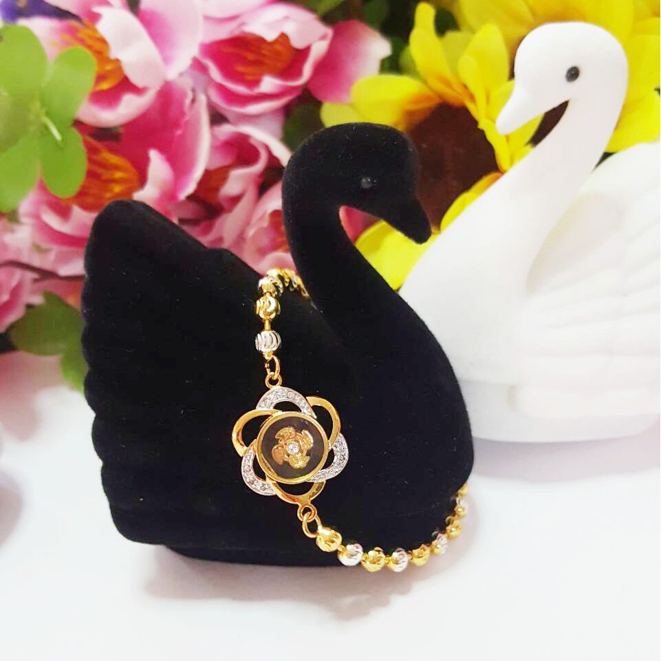 สร้อยข้อมือเงินชุบทอง-18k-ลายไข่ปลากังหันแชกงหมิว-2กษัตริย์-ยาว-16-5-เซนติเมตร