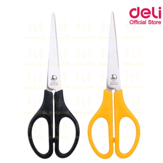 Deli 0603 Scissors กรรไกรสแตนเลส ขนาด 170 MM (คละสี 1 ชิ้น) กรรไกร กรรไกรตัดกระดาษ อุปกรณ์สำนักงาน กรรไกรอเนกประสงค์