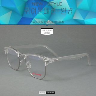 Fashion M korea แว่นตากรองแสงสีฟ้า D 754 กรอบใสตัดเงิน ถนอมสายตา