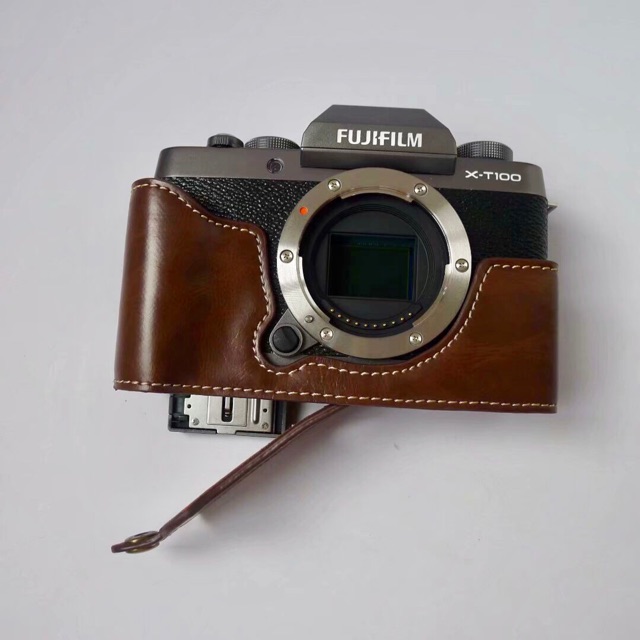 เคสหนัง-fuji-xt100-xt200-half-case-มีช่องถอดเเบตได้เลย-หนังสวยมาก-ส่งไวมาก