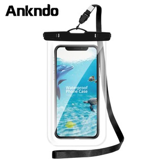 Ankndo มุมมองแบบเต็มกรณีกันน้ำป่าฝนหิมะทะเลทรายกระเป๋ากันน้ำสระว่ายน้ำใสกระเป๋าโทรศัพท์มือถือครอบคลุม