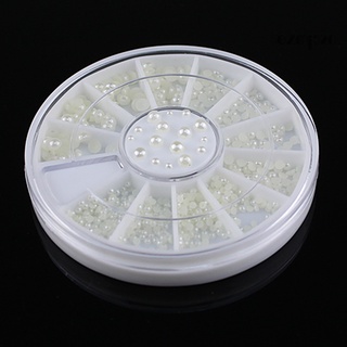 【AG】3 Sizes Nail Art Wheel White Faux Pearl Nail Decorations DIY Decal Manicure Tool