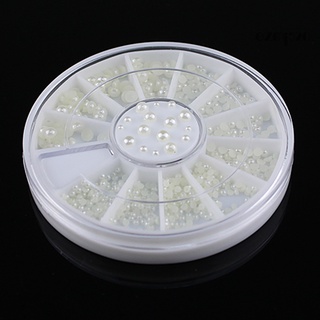 【AG】3 Sizes Nail Art Wheel White Faux Pearl Nail Decorations DIY Decal Manicure Tool