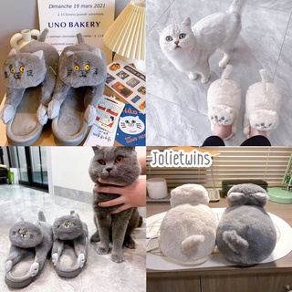 ส่งจากไทย🐈💕 รองเท้า รองเท้าแมว Slipper สลิปเปอร์ขนนุ่ม