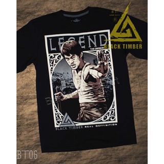 เสื้อยืดผ้าฝ้ายพรีเมี่ยม  06 Bruce Lee เสื้อยืด ลายหนัง สกรีนลายอย่างดี ผ้าหนานุ่ม ไม่หดไม่ย้วย  Black Timber S M L