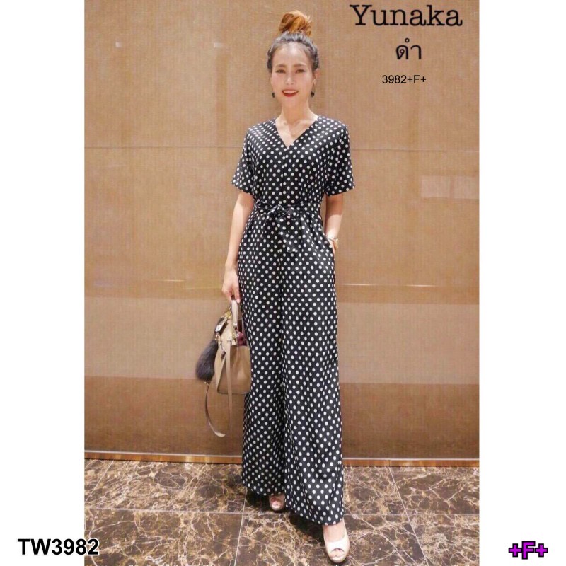 tw3982-จั้มสูทแขนสั้น-ขายาว-งานผ้าซาร่าลายจุด-polka-dot-สุดคูล