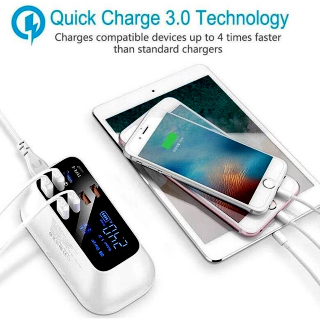 อุปกรณ์ชาร์จ USB Charger Hub New 8Port พร้อมช่องชาร์จ TypeC USB 3.0