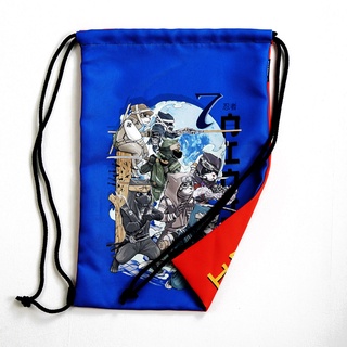 กระเป๋าหูรูด ลาย 7 ซามูไรหมา นินจาแมว ผ้าแคนวาส พกพาง่าย / 7 Samurai Dogs / Ninja Cats Front-Back Drawstring bag Canvas