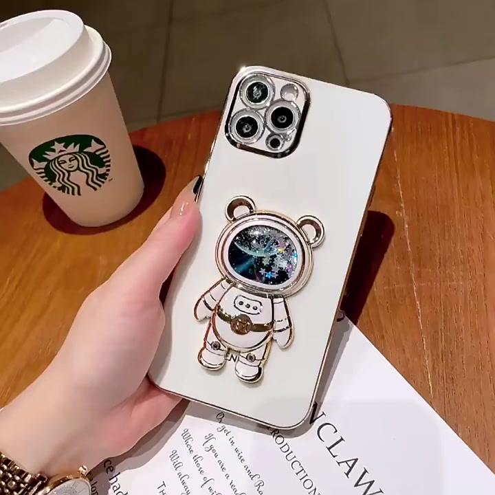 เคสโทรศัพท์มือถือ-ซิลิโคน-มีทรายไหล-ลายนักบินอวกาศ-พร้อมขาตั้ง-สําหรับ-samsung-galaxy-a14-a24-a34-a54-a04-a04s-a04e