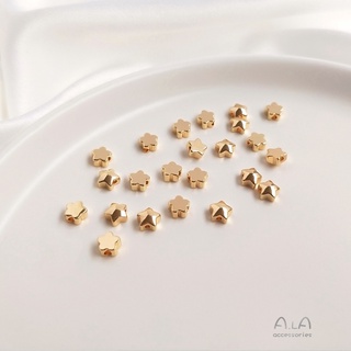 ภาพหน้าปกสินค้า14K gold five-pointed star beads small flower plum bracelet with beads gold beads beads diy ear jewelry handmade accessories ที่เกี่ยวข้อง