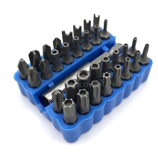 33pcs Security Bit Set with Magnetic Extension Bit Holder Tamper Proof Torq Torx Hex Star Screwdriver Bits Set