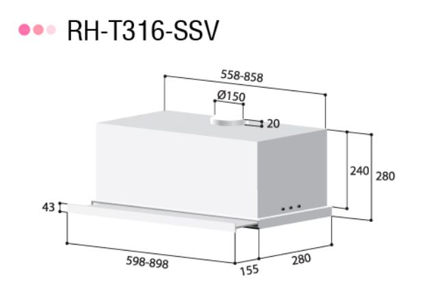 rinnai-เครื่องดูดควัน-แบบ-telescopic-รุ่น-rh-t316-ssv