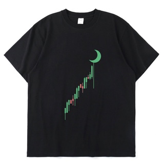 เสื้อยืดแขนสั้นลําลอง ผ้าฝ้าย ทรงหลวม พิมพ์ลาย Crypto Candle To The MOON Cryptocurrency แฟชั่นฤดูร้อน สําหรับคู่รัก