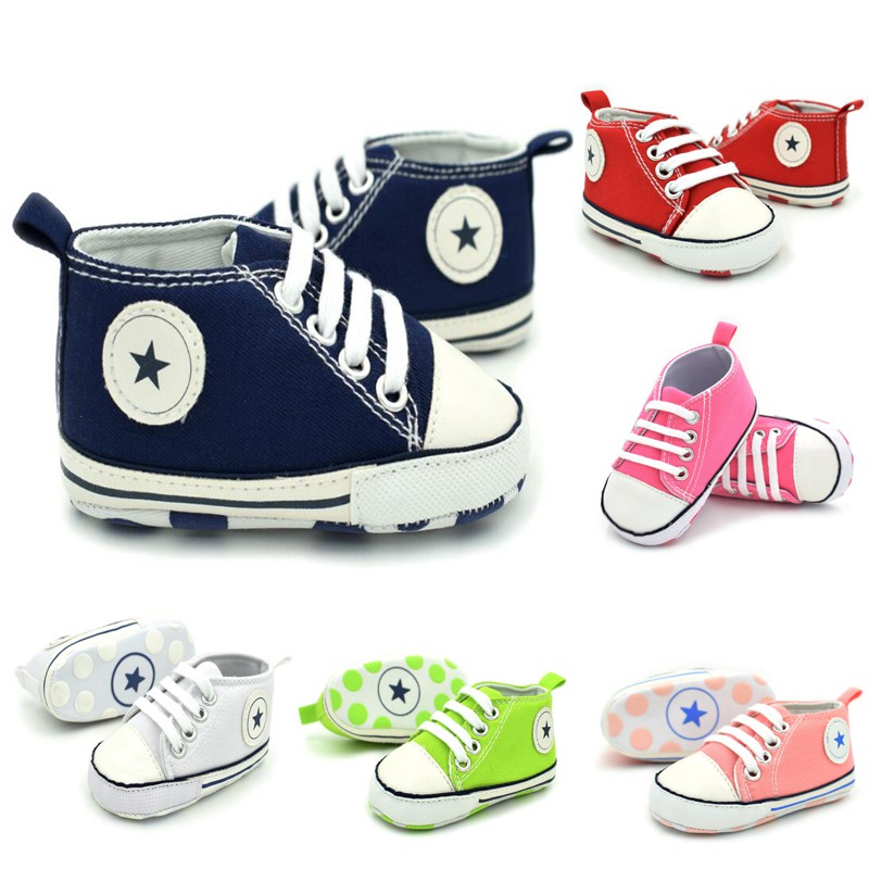 ภาพหน้าปกสินค้ารองเท้าผ้าใบพื้นนุ่มสำหรับเด็กทารก
